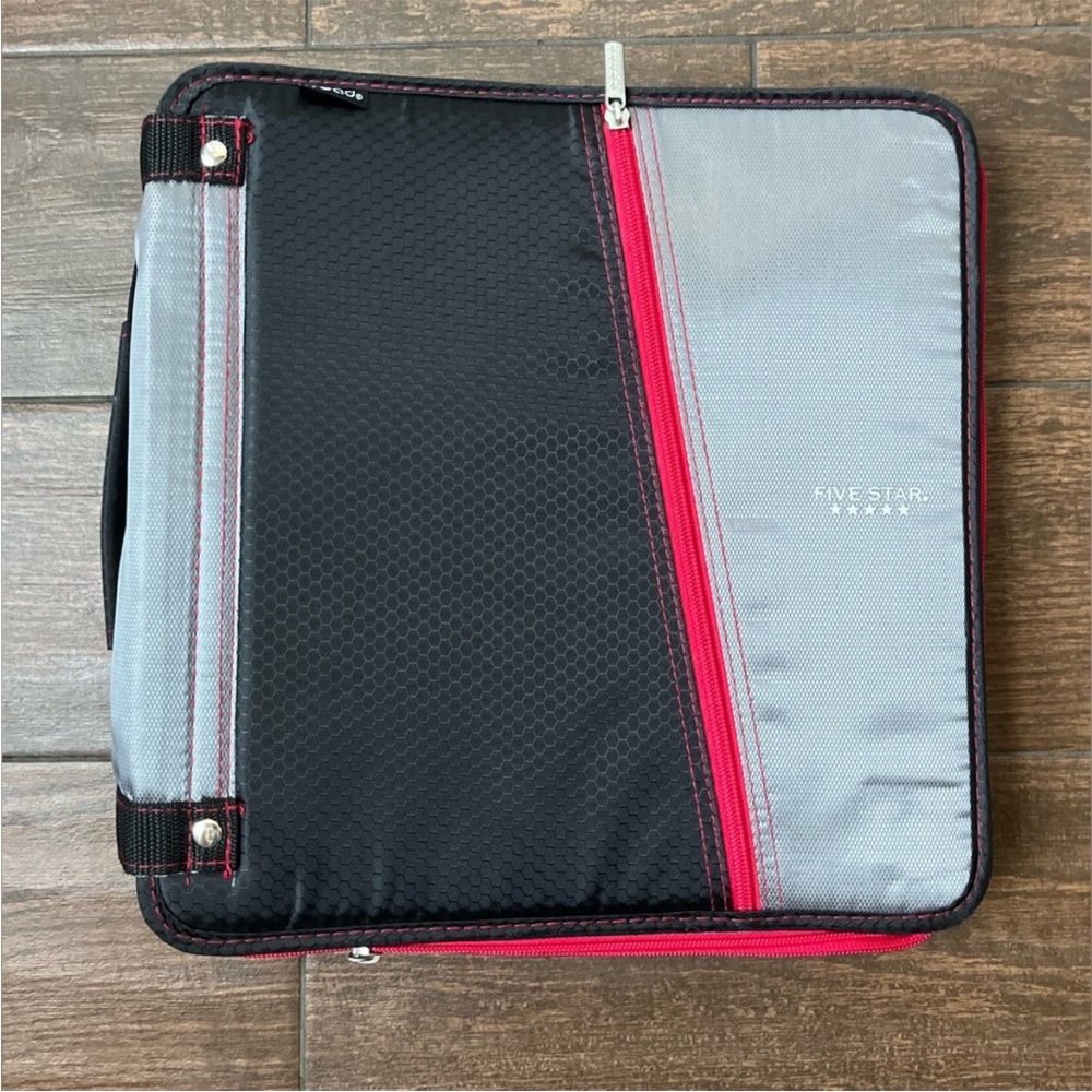 Big black and red school work binder